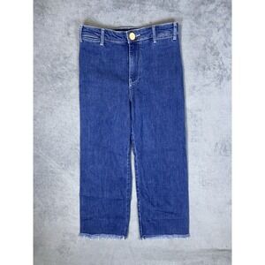 Pilcro Anthropologie Jeans Womens 25 Blue Wide-Leg High Rise Baggy Barrel Fringe